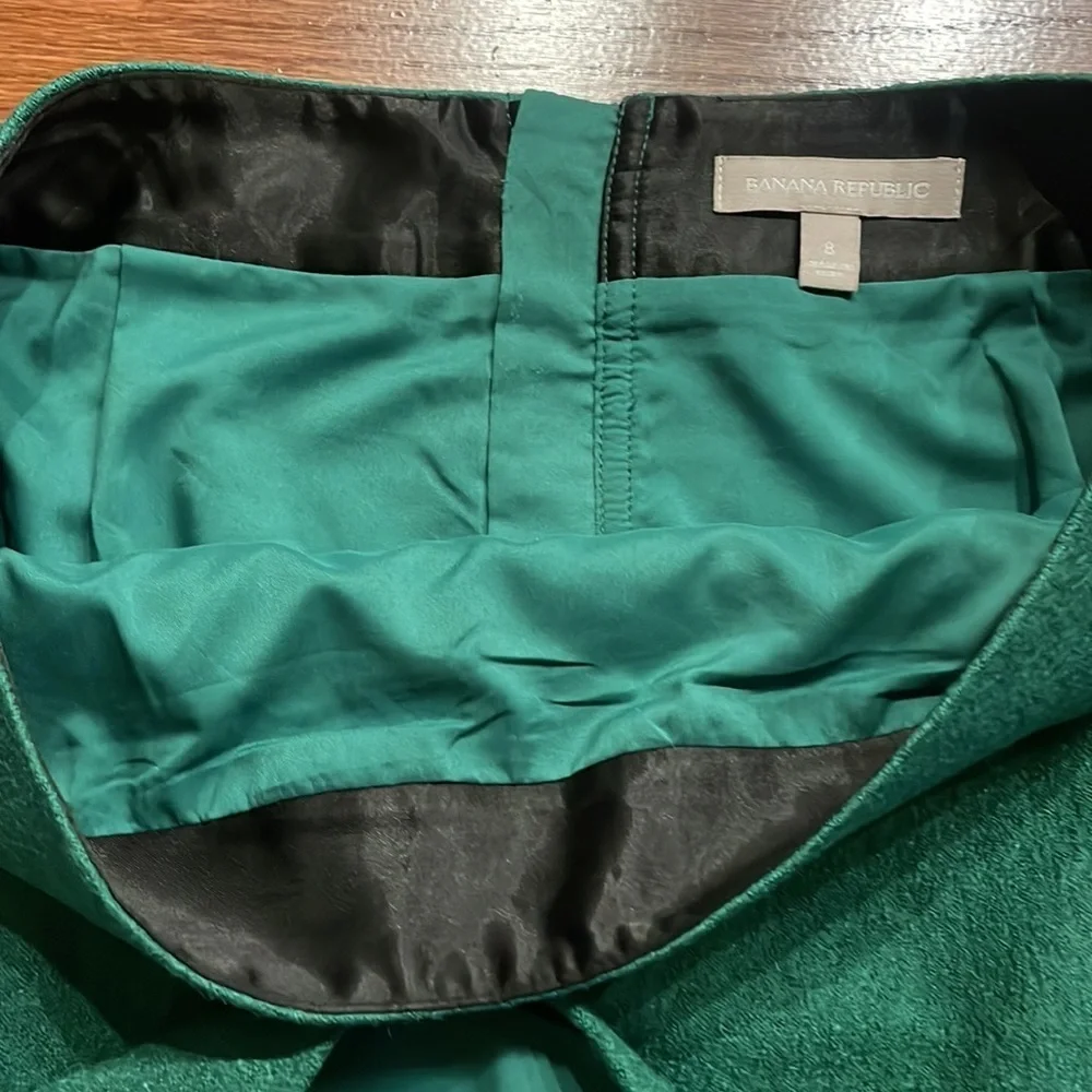 Banana Republic women’s wool rayon mini skirt emerald green expose zipper 8